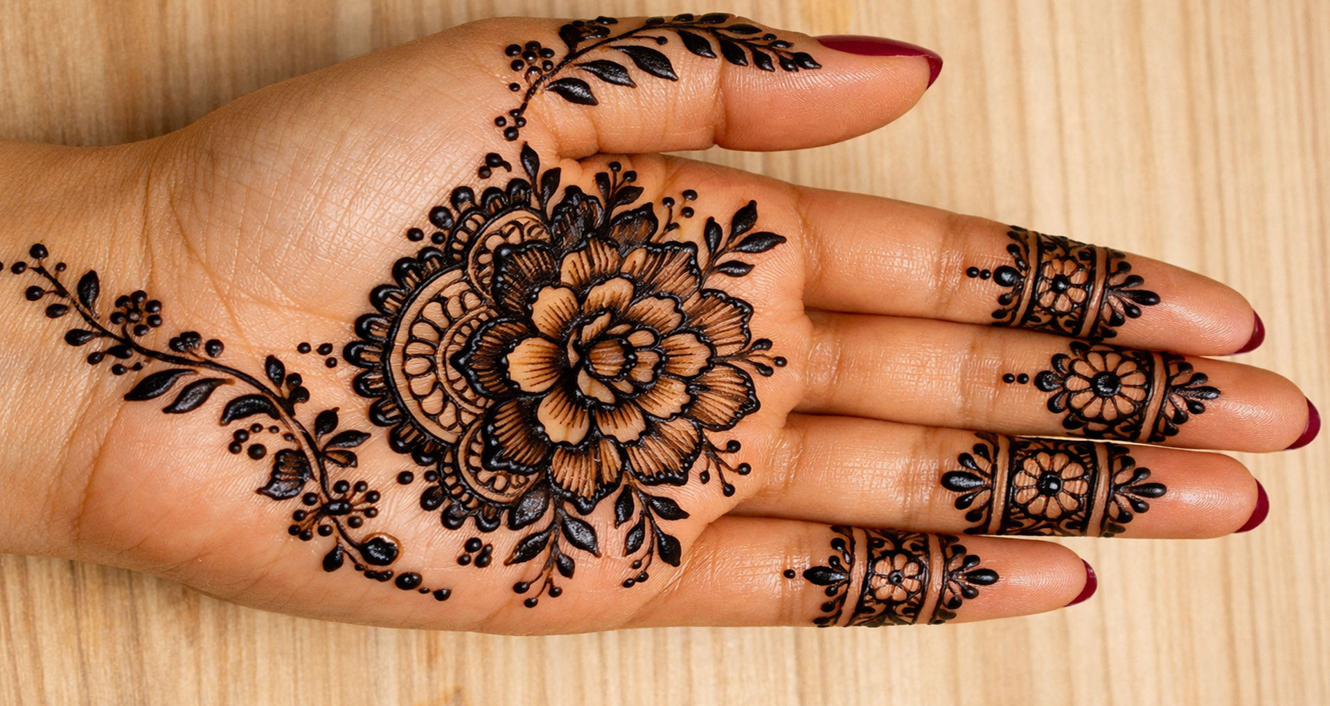 Flower Front Hand Mehndi Design