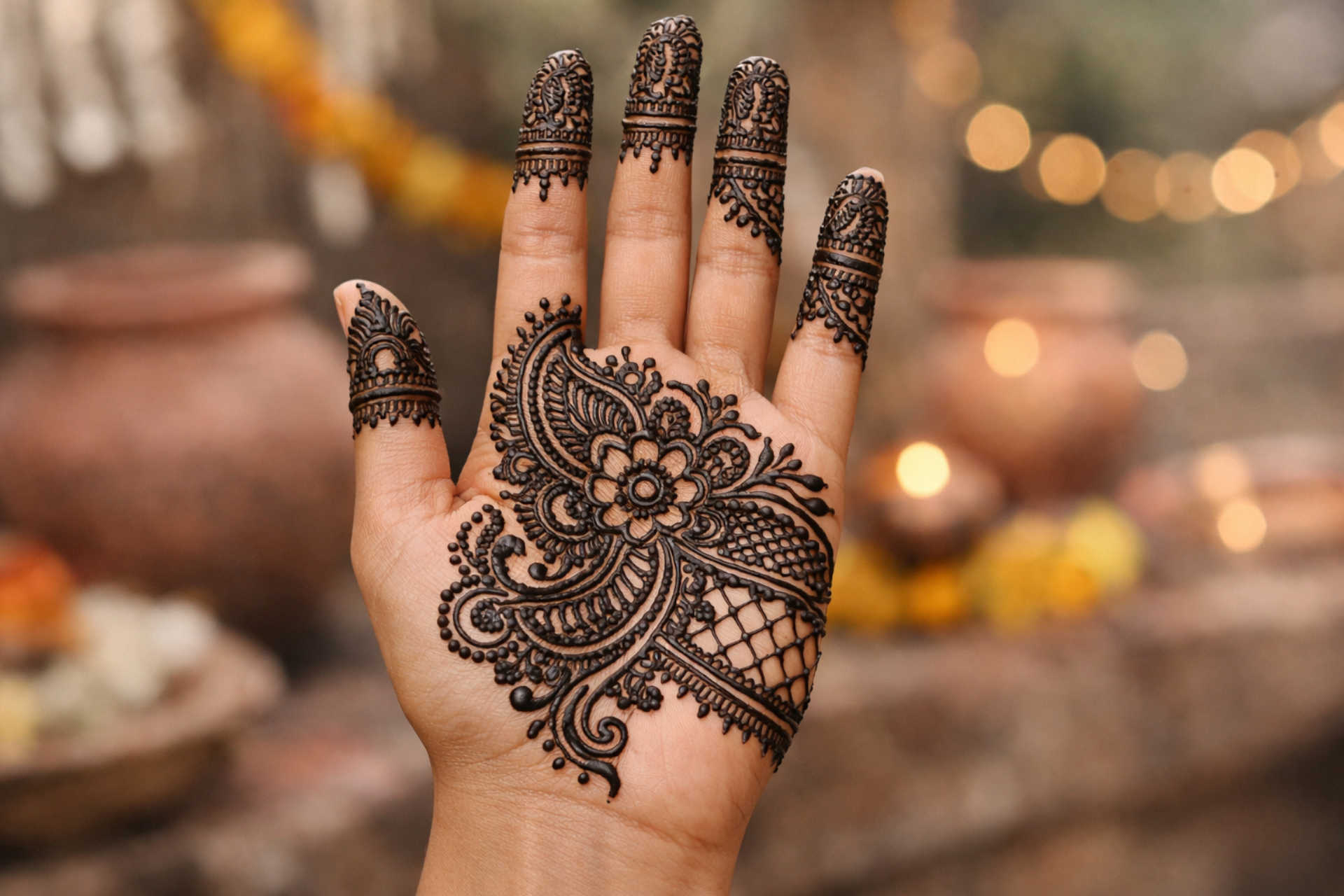 Front hand tattoo mehndi design with dark fresh henna pattern stylish front hand tattoo mehndi design, modern mehndi for girls