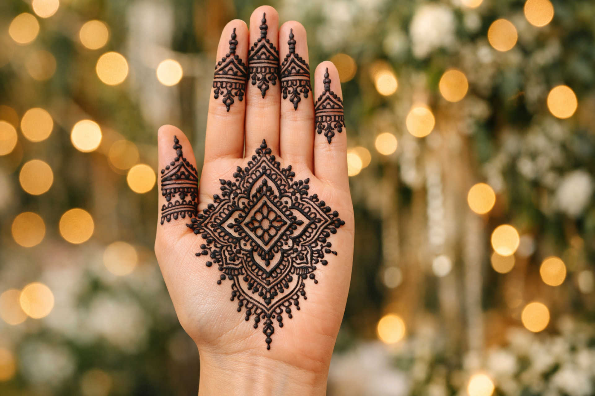front hand symmetrical geometric mehndi design symmetrical geometric mehndi design for front hand with finger detailing